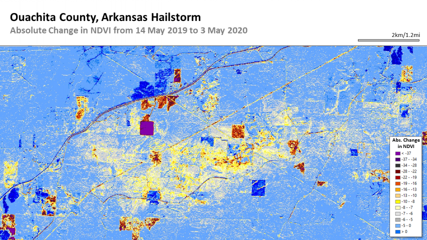 Ouachita Arkansas hailstorms mapped by HiForm.org