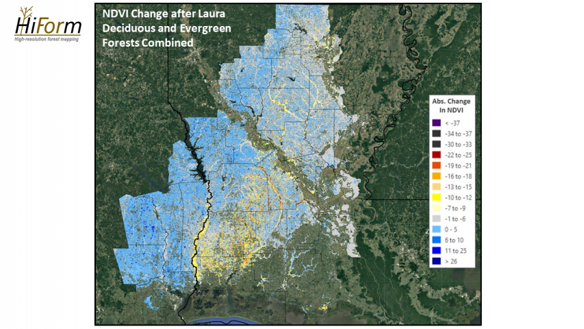 HiForm map of changes after Hurricane Laura