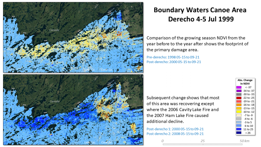 Boundary Waters Canoe Area Derecho severity and recovery patterns