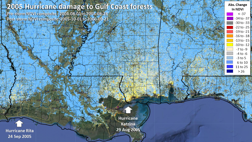 Regional impacts of Hurricanes Rita and Katrina (2005)