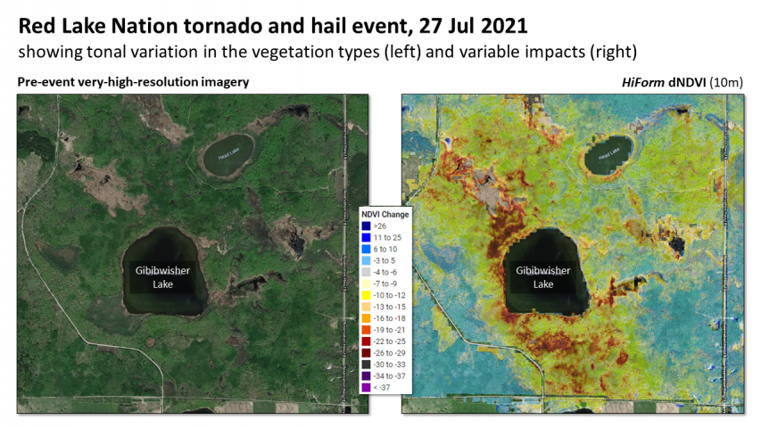 Closeup of Red Lake Nation tornado and hail event