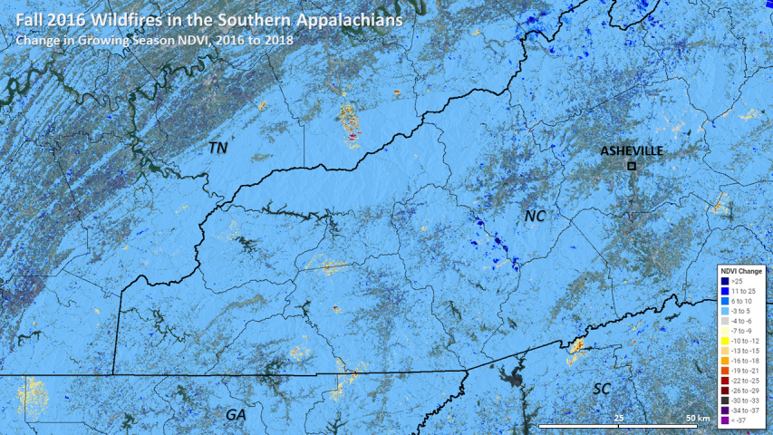 Southern Appalachian fires from 2016