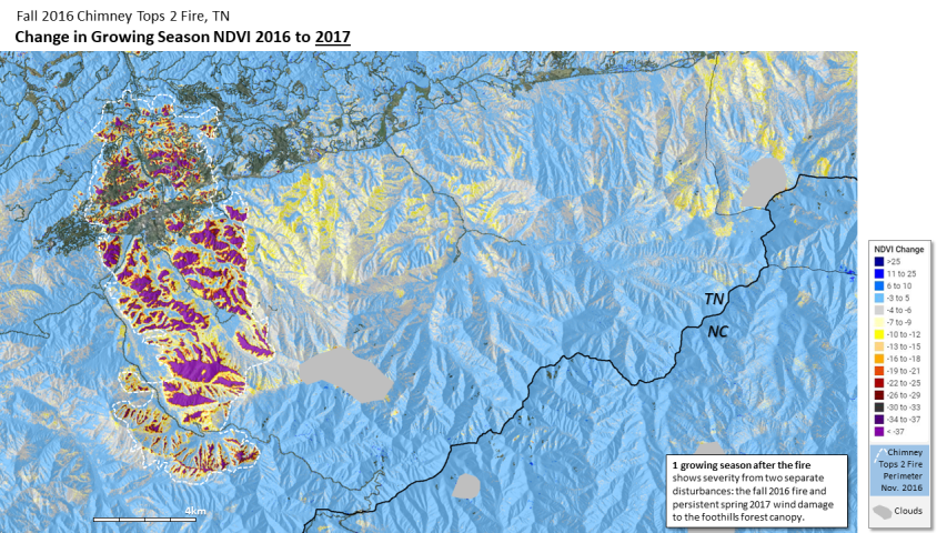 Fire and wind impacts for Great Smoky Mountains National Park, TN
