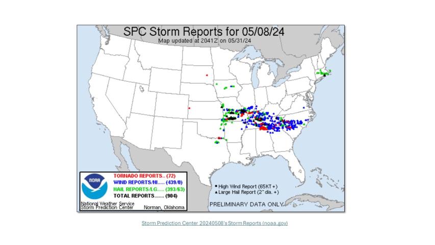 NOAA Storm reports for May 8, 2024