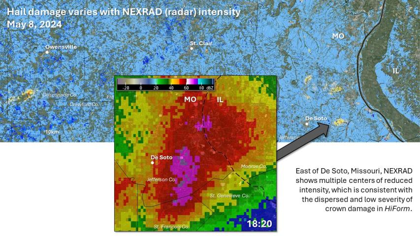 Hail impacts and radar in southern Missouri