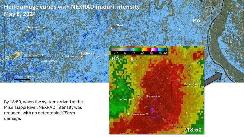 Hail impacts and radar in southern Missouri