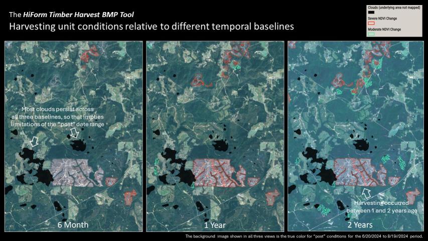 The HiForm BMP tool showing change results using different temporal baselines