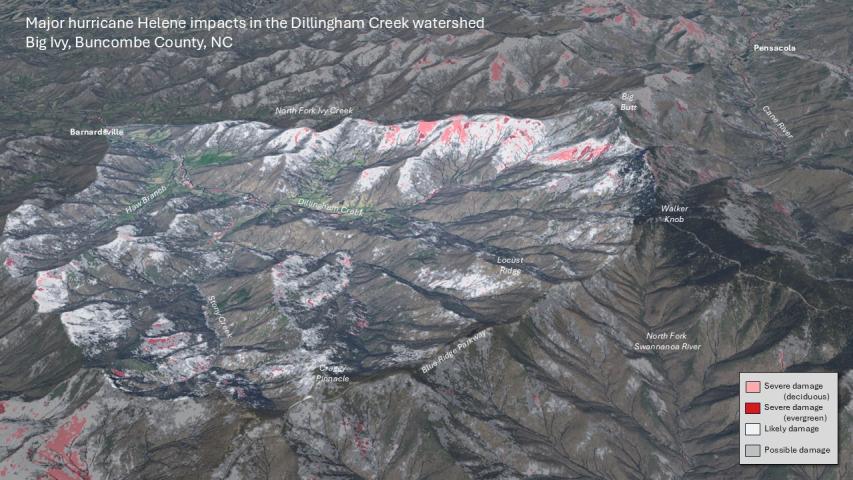 Hurricane Helene damage in the Southern Appalachians - Big Ivy