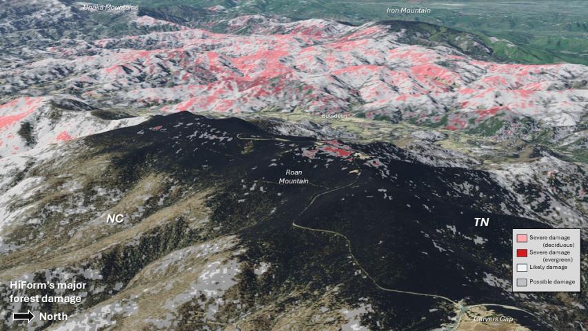 Hurricane Helene damage in the Southern Appalachians - Roan Mountain