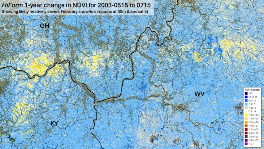 Likely ice damage from 2003 across KY, OH and WV