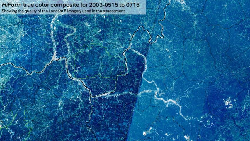 The quality of the early growing season NDVI composite shown in true color.