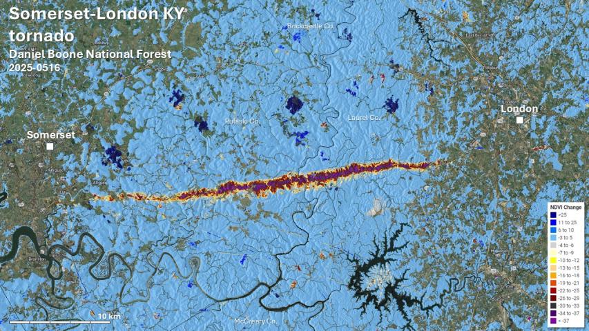 Somerset London tornado change in NDVI from HiForm