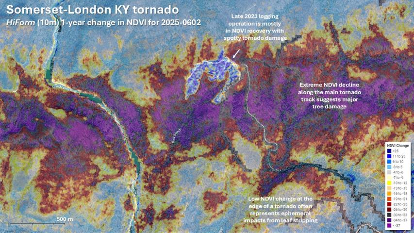 Somerset London tornado change in NDVI from HiForm