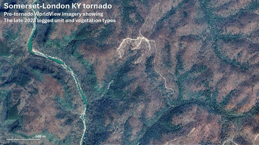 Somerset London tornado true color showing damage